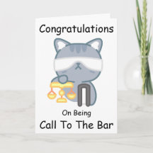 Funny Cat call to the bar congratulations cards