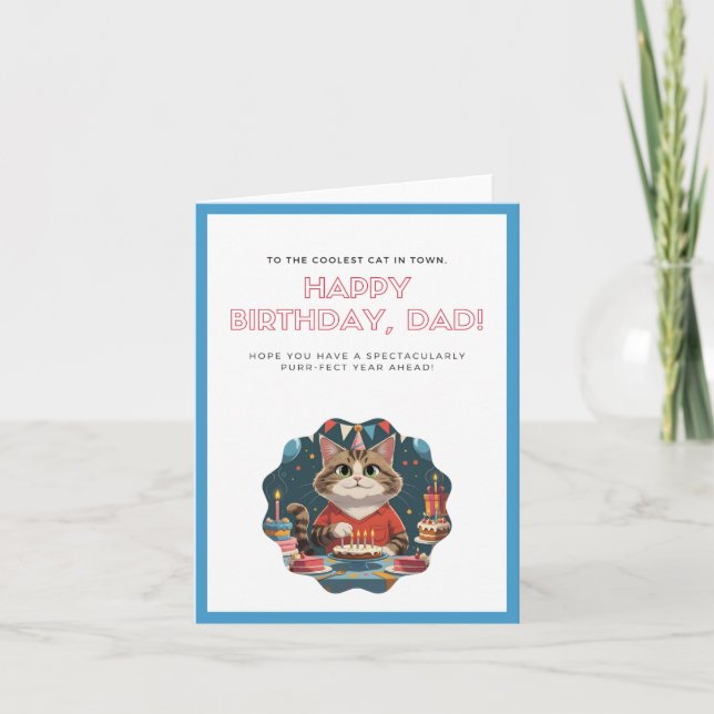 Funny Cat Card Dad Funny Birthday Card (Front)