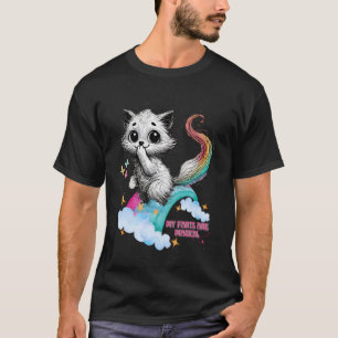 Funny Cat Caricature with Magical Rainbow Farts fo T-Shirt