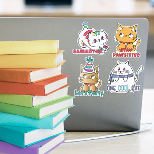 Funny Cat Cartoon Colourful Kawaii Kitten Modern