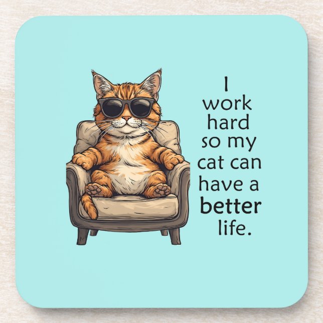 Funny Cat - Cat Boss Hard plastic coaster  (Front)