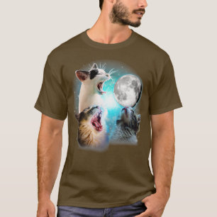 Funny Cat , Cats Meowling At Moon , Cat Lover T-Shirt