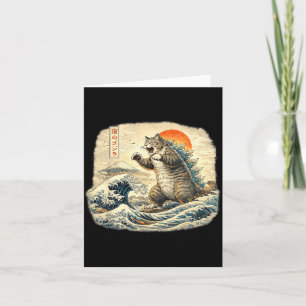 Funny Cat Catzilla Cat Japanese Art for Men Women Card
