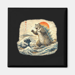 Funny Cat Catzilla Cat Japanese Art for Men Women Magnet