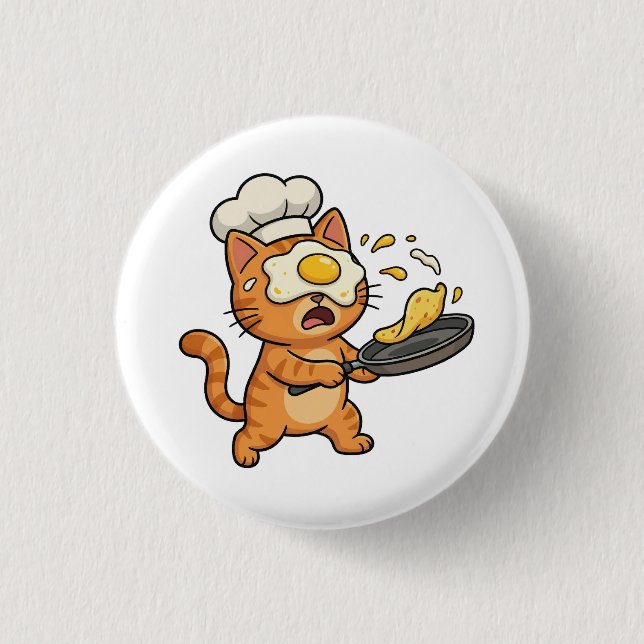 Funny Cat Chef Button (Front)