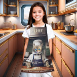 Funny Cat Chef Caterer Cute Apron<br><div class="desc">A cute chef caterer apron featuring a funny kitty trying to make a mess of the kitchen. Lovely for children as well as adults.</div>