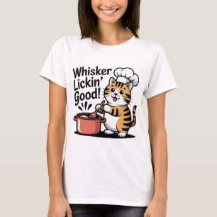Funny Cat Chef Tee Cooking Humour Graphic T- Shirt