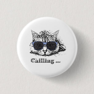Funny Cat Chilling With Cute Sunglasses       3 Cm Round Badge