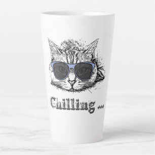 Funny Cat Chilling With Cute Sunglasses Latte Mug