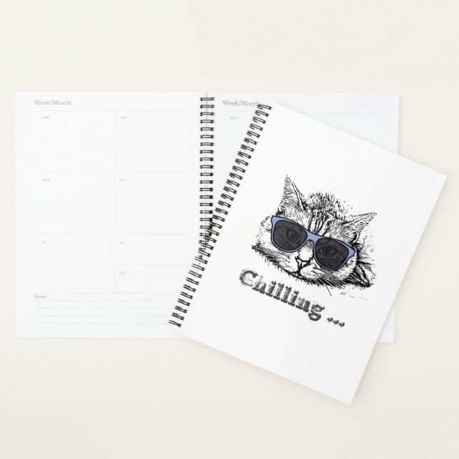 Funny Cat Chilling With Cute Sunglasses           Planner (Display)