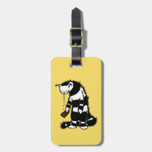 Funny Cat Chocolate Lover - Ink Drawn Drooling Cat Luggage Tag
