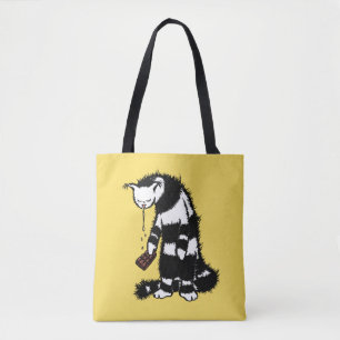 Funny Cat Chocolate Lover - Ink Drawn Drooling Cat Tote Bag