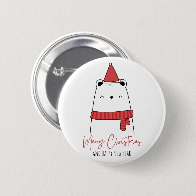 Funny cat christmas 6 cm round badge (Front & Back)