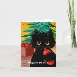 Funny Cat Christmas Art Cartoon Mouse Creationarts Holiday Card