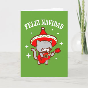 Funny Cat Christmas Card: "FELIZ NAVIDAD" Card