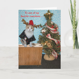 Funny Cat Christmas Card for Coworker