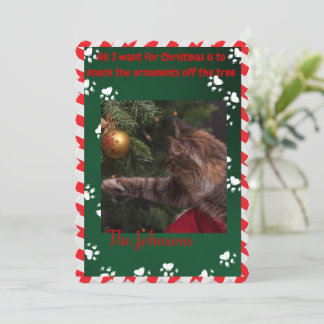 Funny Cat Christmas Card - Ornaments Off The Tree