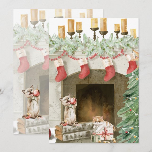 Funny Cat Christmas Cards 4 (Front/Back)