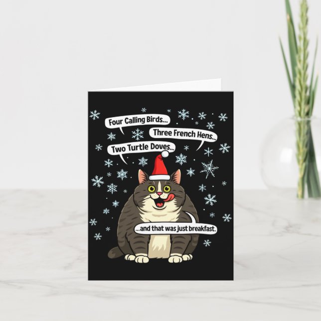 Funny Cat Christmas Carol Meme Merch Santa Hat Kit Card (Front)