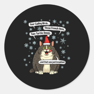Funny Cat Christmas Carol Meme Merch Santa Hat Kit Classic Round Sticker
