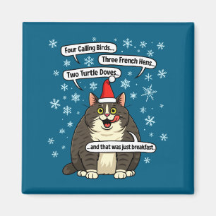 Funny Cat Christmas Carol Meme Merch Santa Hat Kit Magnet