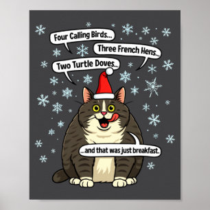 Funny Cat Christmas Carol Meme Merch Santa Hat Kit Poster