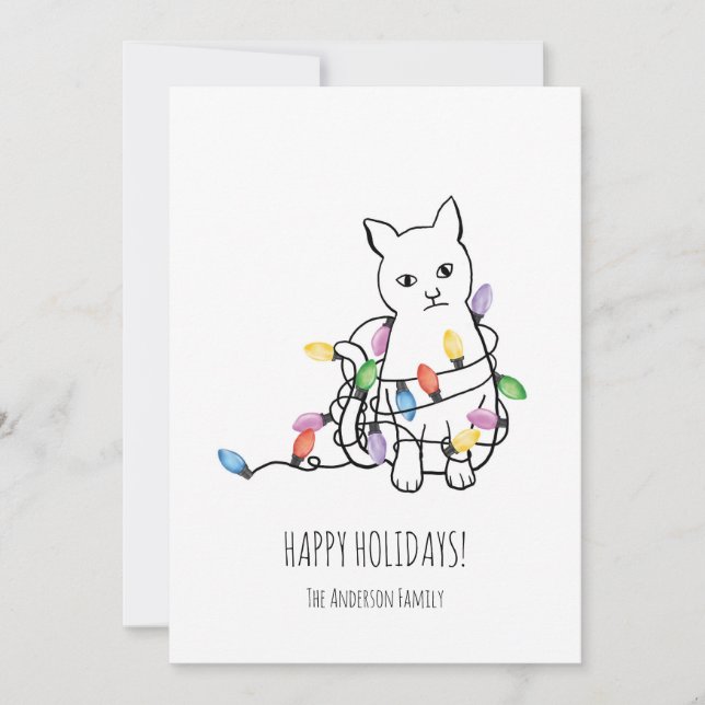 Funny Cat Christmas Holiday Card (Front)