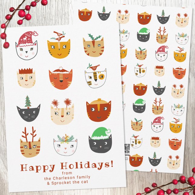 Funny Cat Christmas Holiday Card (Funny Cat Winter Holiday card)