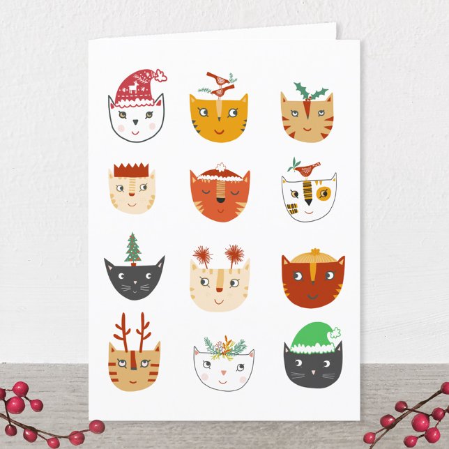 Funny Cat Christmas Holiday Card (Cute and funny cats winter holidays card)
