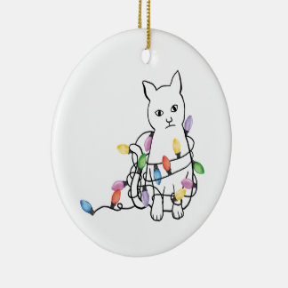 Funny Cat Christmas Holiday Ceramic Tree Decoration