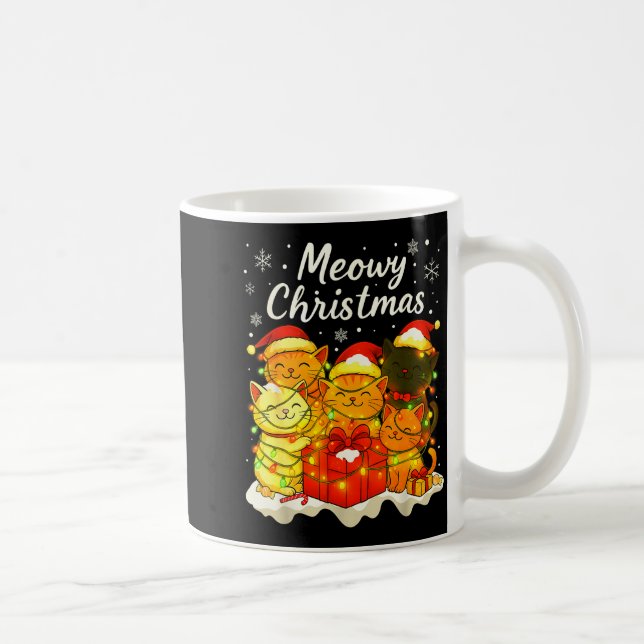 Funny Cat Christmas Holiday Xmas Santa Hat Meowy C Coffee Mug (Right)