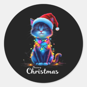 Funny Cat Christmas Humour Classic Round Sticker