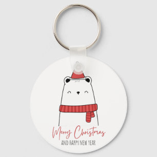 Funny cat christmas key ring