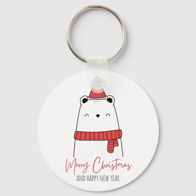 Funny cat christmas   key ring (Front)