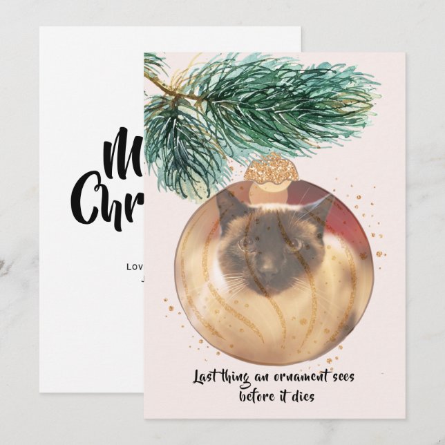 Funny Cat Christmas Last Thing Bauble Sees Card (Front/Back)