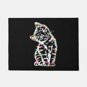 Funny Cat Christmas Lights Cat Lover Cat Christmas Doormat