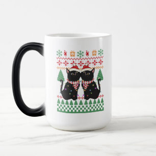 Funny Cat Christmas Lights Cats Lover Ugly Xmas  Magic Mug