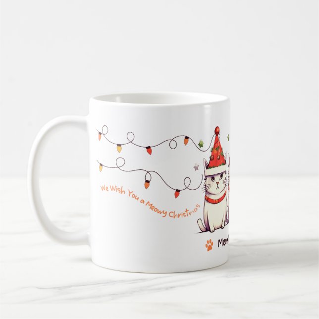 Funny Cat Christmas Lights Mug (Left)