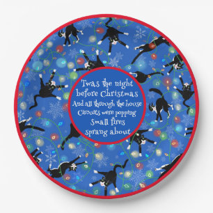 Funny Cat Christmas Lights Paper Plate