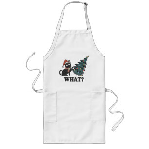 Funny Cat Christmas Long Apron