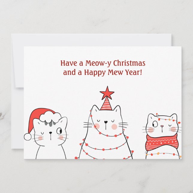 Funny cat christmas meow holiday card (Front)
