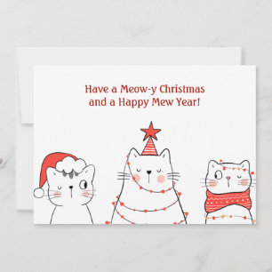 Funny cat christmas meow holiday card