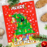 Funny Cat Christmas postcard<br><div class="desc">In memory of my two cats. Anyone who has ever owned a cat understands the true joy of christmas with our feline friends.</div>