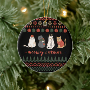 Funny Cat Christmas Pun - Cat Christmas Ceramic Tree Decoration