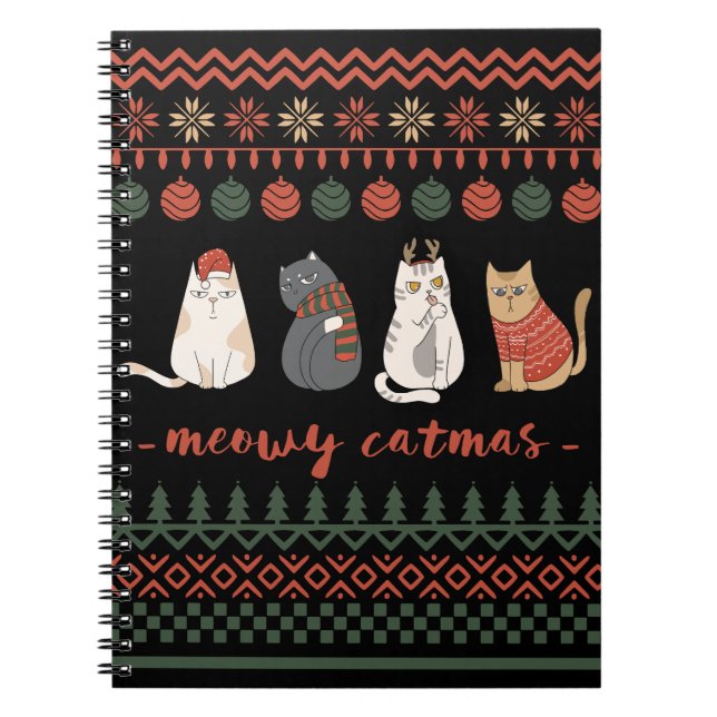 Funny Cat Christmas Pun - Cat Christmas Notebook (Front)