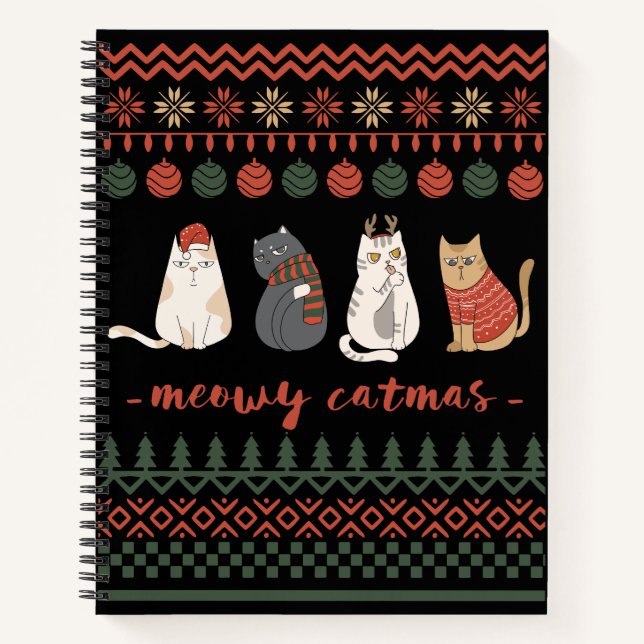 Funny Cat Christmas Pun - Cat Christmas Notebook (Front)