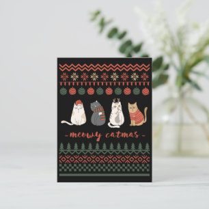 Funny Cat Christmas Pun - Cat Christmas Postcard
