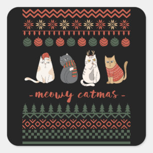 Funny Cat Christmas Pun - Cat Christmas Square Sticker