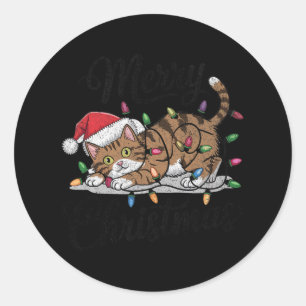 Funny Cat Christmas Scary Black Cat Halloween Classic Round Sticker
