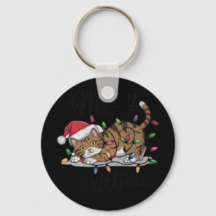 Funny Cat Christmas Scary Black Cat Halloween Key Ring